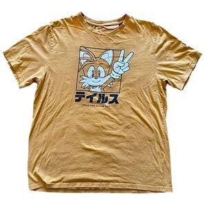 Gildan Sonic Tails Graphic Tee Women Small Yellow Excellent Japanese Streetwear